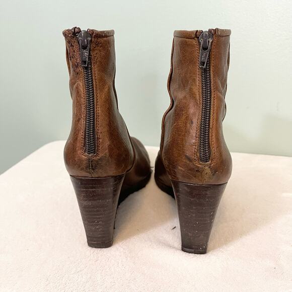 Stuart Weitzman Boots Women 9M Brown Leather Wedge Clog Almond Toe Ankle SPAIN - Picture 8 of 14